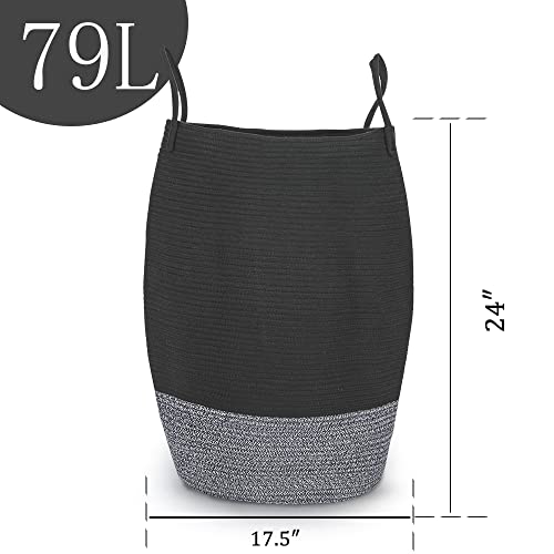 Laundry Hamper Basket Hampers For Woven Landry For Storage Extra Large Tall Clothes Bathroom Cotton Rope Bedroom Big Baby Black Modern Cloth Girls Divided #TOP1