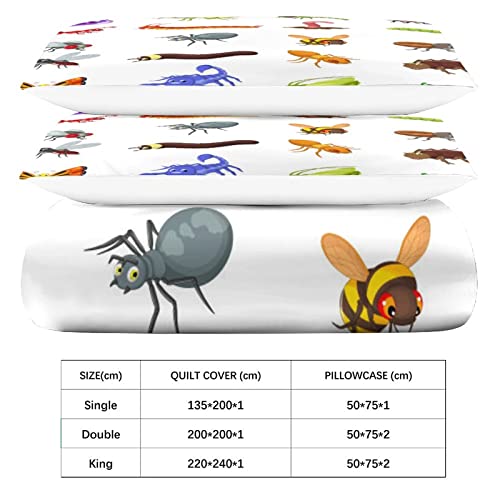 Housse de couette animation 3D 200x200cm en microfibre douce avec taie