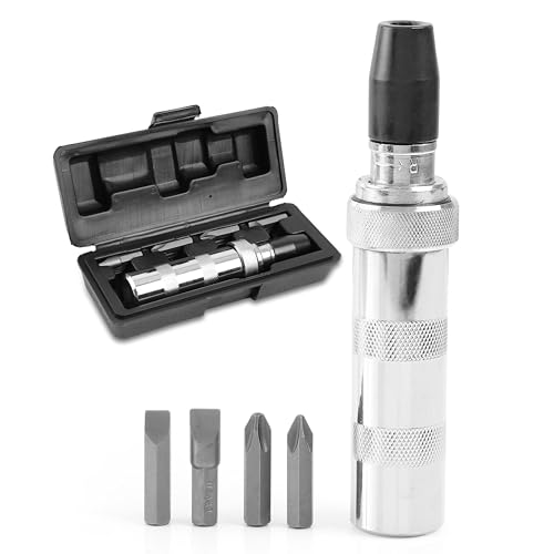 GreatNeck IMD5 Impact Driver Set w/ 4 Drill Bits, Reversible Manual Impact Driver with 3/8' Drive,...