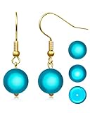 JENSVOIR Pendientes de perlas reflectantes para mujer, aretes colgantes de cuentas brillantes, aretes de perlas de imitación, aretes de boda y fiesta, One Size, Cuentas reflectantes de metal, sin tipo