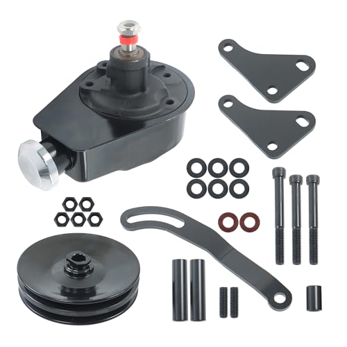 Thomletha Black Saginaw Power Steering Pump Pulley and Bracket Kit Replacement for SBC SB 350 327