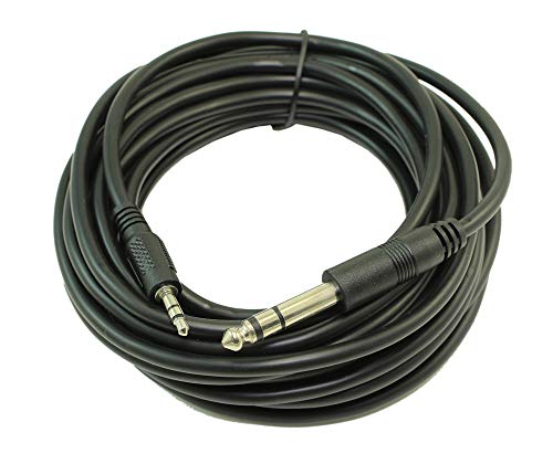 Cable de audio estéreo 1/4" a 3.5 mm, 7.62 m, negro miniatura 2