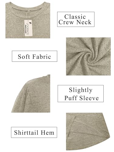 Image of VOGRACE Womens-Plus-Size-Tops Crew Neck Puff Sleeve Shirts Casual Tunic Sweatshirts XL-5XL