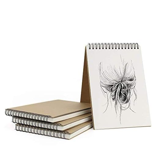 VEESUN Bloc de Dibujo A5, 4Pcs Cuadernos de Dibujo Bonitos con Tapa Dura 30 Hojas DIY Libros de Visitas para Escribir Dibujo Adecuado para Lápiz Acuarela Dibujo Escritura Artistas, 160 GMS Apaisado