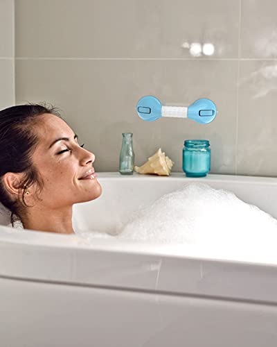 Suction Cups Grab Bar 12 Inch, Imomwee Anti-Slip Bathroom Grab Bar Safety Balance Handrail, Handicap Elderly Senior Injury Disable Vacuum Suction Assist Shower Handle (1.25" Diameter, Blue) #TOP6