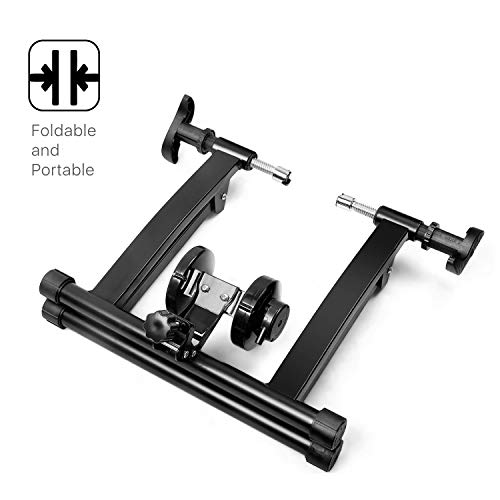 Flexzion Indoor Bike Trainer Stand Turbo Trainer, Stationary Kinetic Cycling Bicycle Mount With Front Wheel Stand Pad Adjustable Magnetic Resistance Shifter For Road Mountain Exercise Training Riding #TOP5