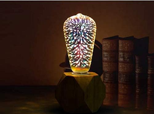 2 Pack LED Infinity 3D Fireworks Effect Colorful Light Bulb ST64 3W 300LM Decorative Light Bulb for Party Home Christmas Holiday Festival Decor (ST64)