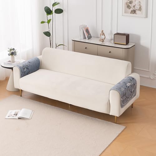 Image of HOKIPO HeavenHue Fleece Backed Sofa Armrest Cover 2 Pc, Frosted Petals