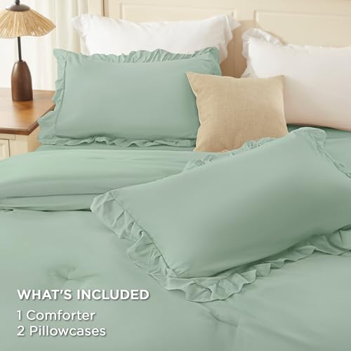 Andency Sage Ruffle Comforter Set Queen Size, 3 Pieces by Andency - Used condition - Image 7