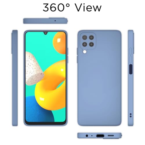 Image of Outlouders Back Cover for Samsung Galaxy M32 4G / M32 Prime / F22 4G | Camera Protection | Durable Soft Matte Silicone Bumper Case (Aqua Blue)
