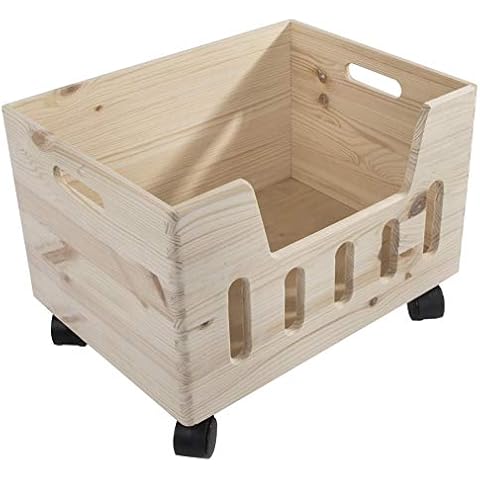 Large Wooden Storage Box with Wheels Cover