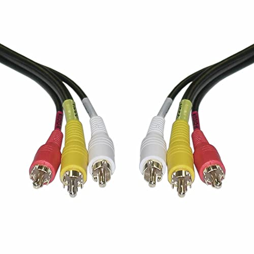 1MT Triple 3 x RCA Phono Plugs Composite Audio Video Cable Male To Male Lead TV AV Stereo component Yellow Red White RCA TO RCA 1 Metre wire connector supply Triple Phono to Phono CVBS AR AL