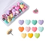 Aoxsie 28pcs Decorative Push Pins Multicolored Heart Thumbtacks Thumb Tacks for Bulletin Cork Boards Office Organization Home