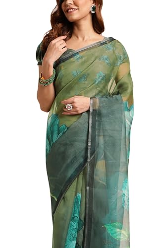 Image of MIRCHI FASHION Saree for Woman Organza Floral Printed | Lightweight Elegant Traditional Sari with Matching Blouse Piece