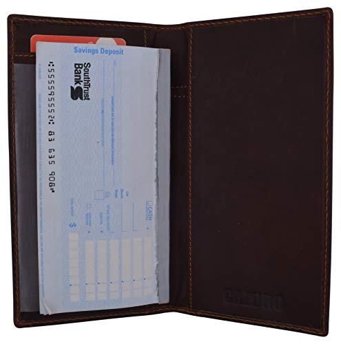 Funda de piel auténtica para chequera que evita arrugas con cuero Marshal marrón vintage 156-cr 3
