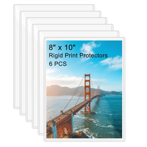 6PCS 8 x 10 Clear Rigid Card Sleeves Waterproof Hard Plastic Protectors for Postcards Prints Photos Trading & Sports Cards Top Load Jumbo Sheet Holders