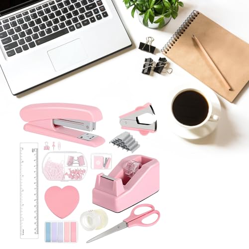 Kit de papeterie scolaire avec agrafeuse ciseaux et notes adhésives pour élèves - 3