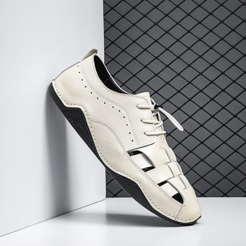 Men's Lace Up Handmade Fashion Sport Sandals, Closed Toe Casual Summer Fisherman's Shoes, Weave Soft Beach Shoes2