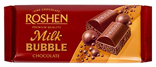 Roshen "Aerated" Fine Milk Bubble Chocolate Bar, Kosher And Halal (2.82 Oz/80 Grams) Pack Of 3 #TOP1