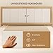 HOMCOM Full Size Bed Frame with Upholstered Headboard, Platform Bed Frame with Wooden Slats, No Box Spring Needed, Easy Assembly, Natural