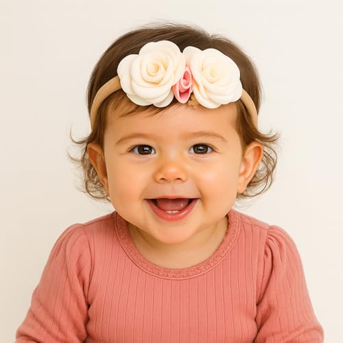 Image of SYGA 3 Pcs Baby Headband, Flower Stretchable, Nylon HairBand for Newborn Infant Toddlers Kids 0-3 Year-Design-6