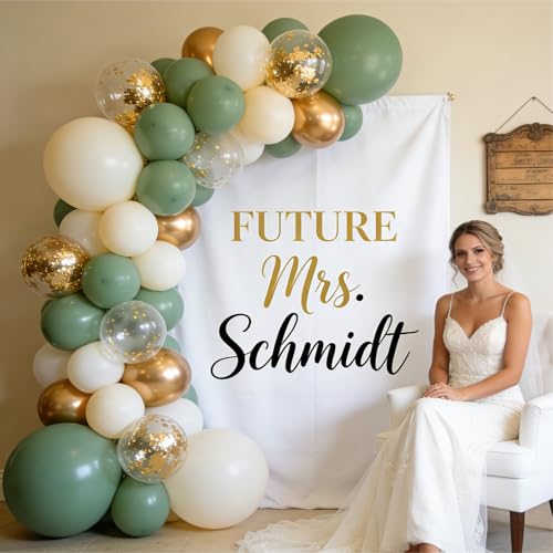 Image of Sage Green Gold Balloons - 50 pcs 12 inch Olive Green Sand White Metallic Gold Confetti Balloons for Birthday Baby Shower Wedding Bridal Shower Party Decorations