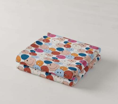 Image of Premium Glace Cotton Flat Double Bedsheets, 90 x 100 Inches with 2 King Size Pillow Cover 17 x 27 Inches, Floral (Smily)