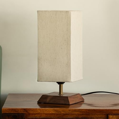 Image of ExclusiveLane 'Aura Light' Mango Wooden Table Lamp for Bedroom Living Room Home Decoration & Bedside Lamp Bed Lamps for Side Table Side Lamp for Bed Room (33 Cm, Without Bulb, Handcrafted)
