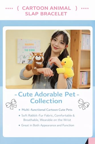 Image of Kids Soft Animal Stuffed Toy Slap Bands Wristbands | Cute Plush Wearable Toy Bracelet for Girls and Boys | Birthday Party Favors, Return Gifts, Stocking Stuffers