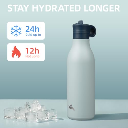 Botella de Agua Térmica de Viaje Konokyo 18oz con Popote, Azul Tormenta miniatura 2