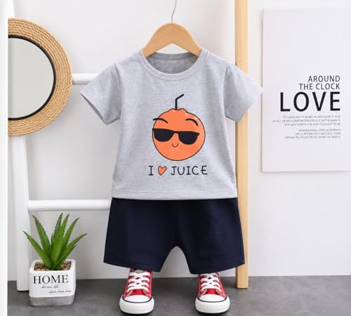 Image of Bold N Elegant Cotton Cute Cartoon Printed Half Sleeve T-Shirt And Shorts Clothing Set For Infant Toddler Baby Boy Girl