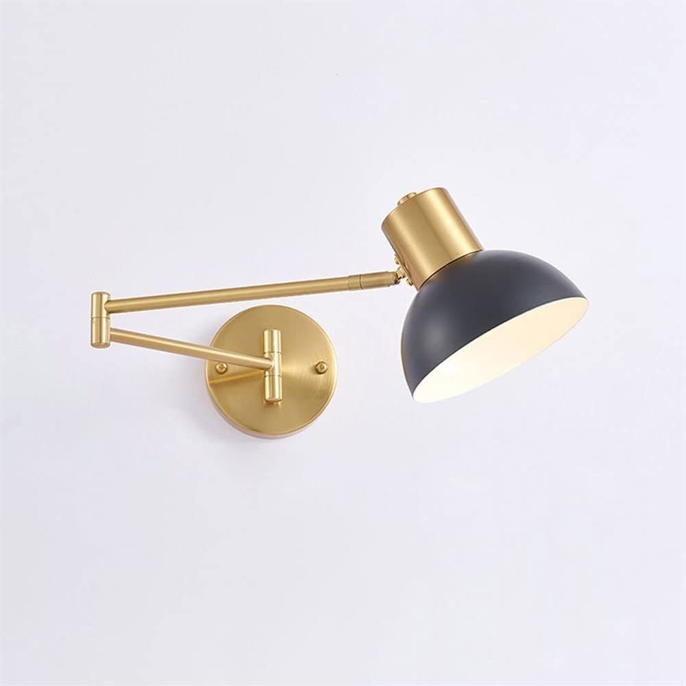 OLSKFUH Wall Lamp Bedroom Swing Arm Wall Lights Adjustable Metal Wall Sconce House Bedside Reading E27 Indoor Wall Mount Sconce Fixture For Living Room Corridor Balcony Aisle,W,
