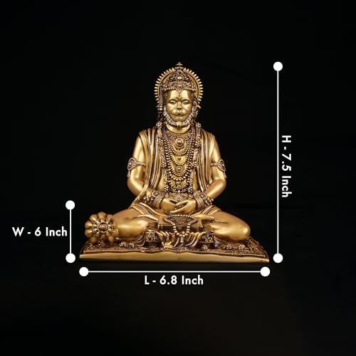 Image of Artarium Hanuman Ji Murti Idol (7.5 Inch), Meditating Bajrangbali Statue for Home Temple & Office Decor, Resin Sankat Mochan Showpiece for Pooja, Meditation Room & Gifting