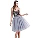 Produktbild ShowYeu Damenrock Tüllrock Mid Calf Petticoat 50er Karneval Tanzkleid Tutu Rockabilly Party Abschlussball Jupe Saias Brautjungfernkleid Grau