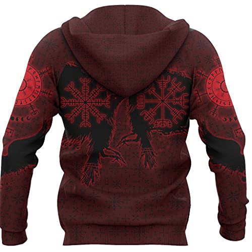 Veste à capuche viking zippé manches longues imprimé 3D avec fermeture éclair