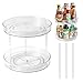 Piashow Lazy Susan - Piatto girevole a due piani, 23,5 cm, rimovibile, per frigorifero, organizer da cucina, trasparente per spezie, portaspezie e spezie