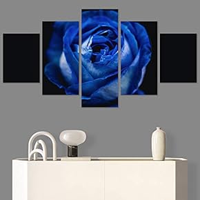 SIGNWIN 5 Panel Canvas Wall Art Blue Petals...