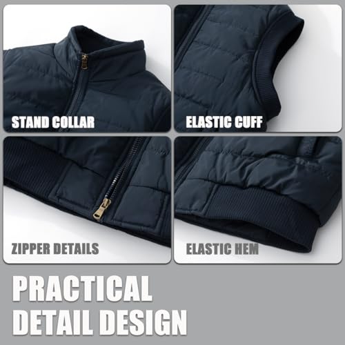 Image of Msmsse Men's Outerwear Vests Winter Quilted Padded Vest Gilet Stand Collar Warm Puffer Vest