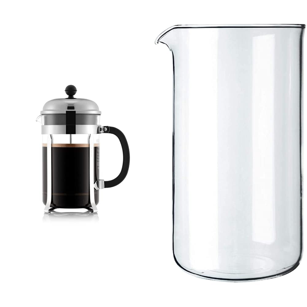 BodumChambord French Press Coffee Maker (51 Ounce, 1.5 Liter) 1508-10 Spare Carafe for French Press (34 Ounce)