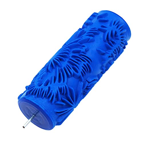 Rouleau de peinture en relief - 12,7 cm - Pinceau mural - Motif floral - Décor #10 - Bleu - Style 4