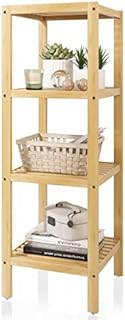 SMIBUY Bathroom Storage Shelf, 4-Tier Bamboo Rack Organizer, Multifunctional Shelving Unit for Living Room Bedroom Kitchen (Natural)