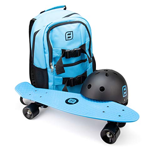 D'arpeje OFUN442-F - Set skateboard da 22" + zaino + casco, attrezzatura da esterno
