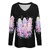 Cute Ghost Long Sleeve T Shirts for Women Casual Graphic Tees V Neck Blouse Tops 2XL #3