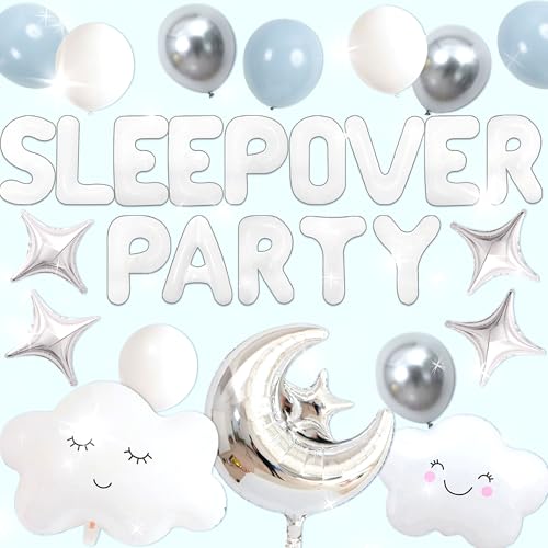LaVenty 32PCS Sleepover Party Decoration sleepover party supplies girls Moon Star for Girls Pajamas Slumber Night Out Party Decoration for Birthday Baby Shower Bridal Shower