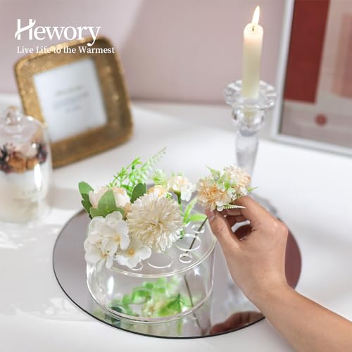 Hewory Acrylic Flower Vases for Centerpieces Round Large Clear Floral Vase with Holes, Short Box Arranger Bulk Low Base Holder for Wedding Birthday Party Events Home Dining Table Decor - Image 6