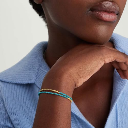 MEVECCO Bead Bracelet for Women Layered Stone Mixed Bracelets 18K Gold Plated Handmade Custom Beaded Charm Chain Bracelet Stack Jewelry Gifts2