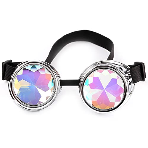 Image of 3-5 Days Delivery Kaleidoscope Rave Rainbow Crystal Lenses Steampunk Goggles