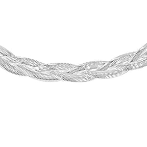 Tuscany Zilveren visgraatketting, halsketting, sterling zilver, met elkaar verweven, flexibel, 43 cm / 17 inch