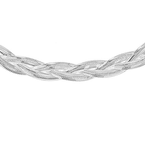 Tuscany Zilveren visgraatketting, halsketting, sterling zilver, met elkaar verweven, flexibel, 43 cm / 17 inch