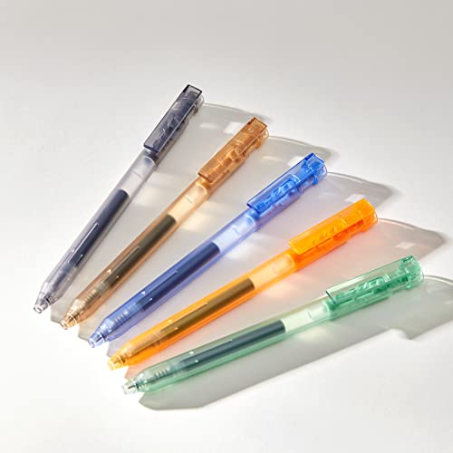 Kaco K8 Retractable Colored Gel Ink Pens 5 Pieces Colored Barrel With All Black Ink Disposable #TOP1